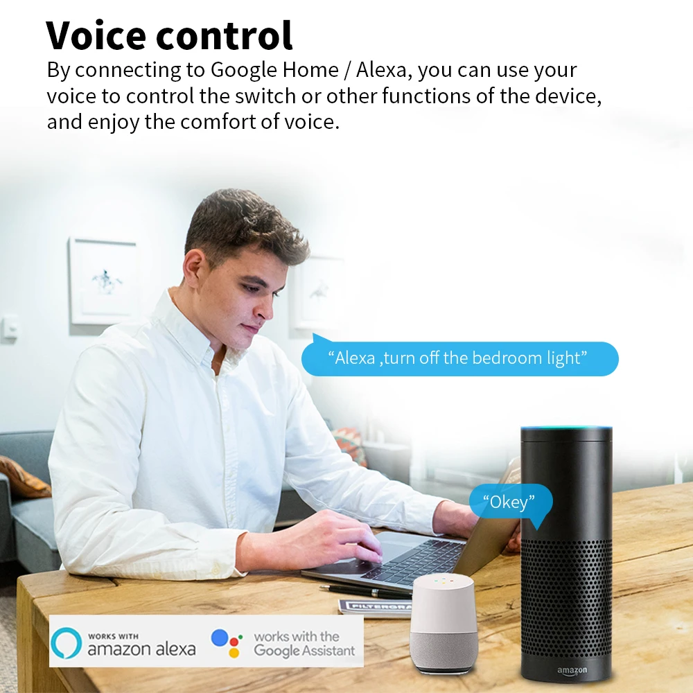 16A for Homekit Smart WiFi Switch 2way Control Switch Mini Smart Breaker Cozylife Voice Control Work with Siri Alexa Google Home