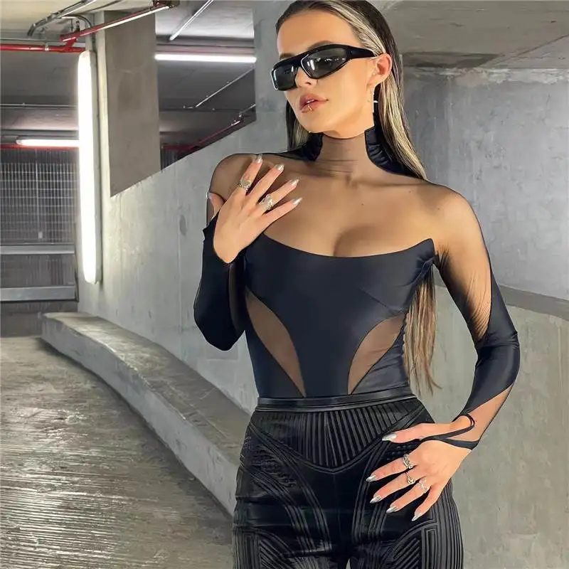 

Women's Long See-tough Skinny Me Bodysuit Low Waist Streetwear ort Pants Casual Faion Ladies' Underwear