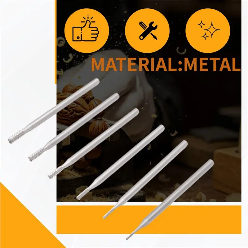 ABSS-6Pcs Cylinder Shape Jewelry Burr - 3/32Inch Shank Cylindrical Cross-Cut Burs Lapidary Setting Tools