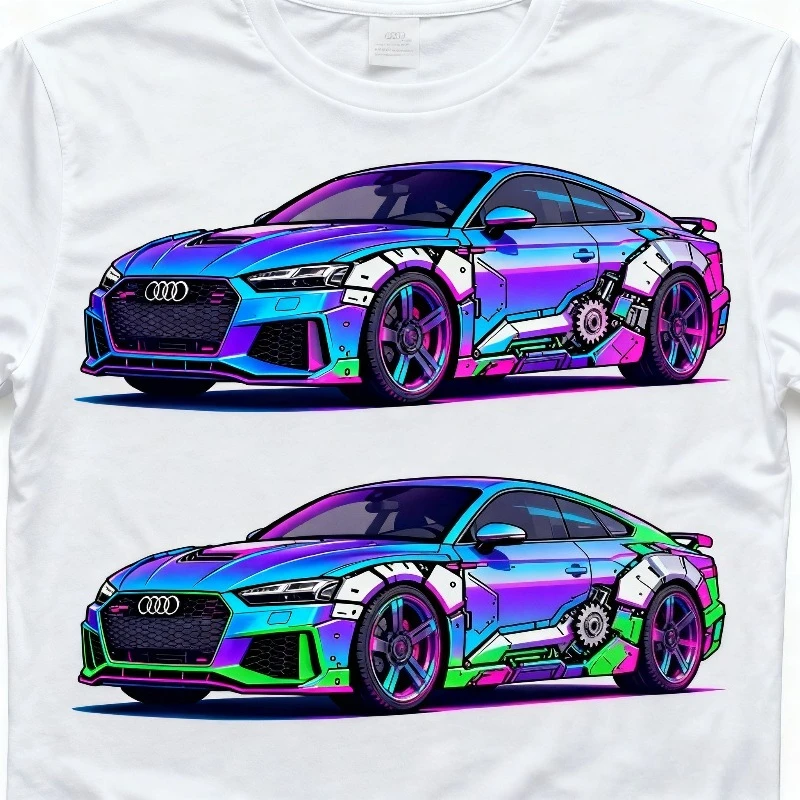 男性のお気に入りは、メカ風の丸首半袖Tシャツです。 夏の新作アウディ正規モデルが好調に売れている