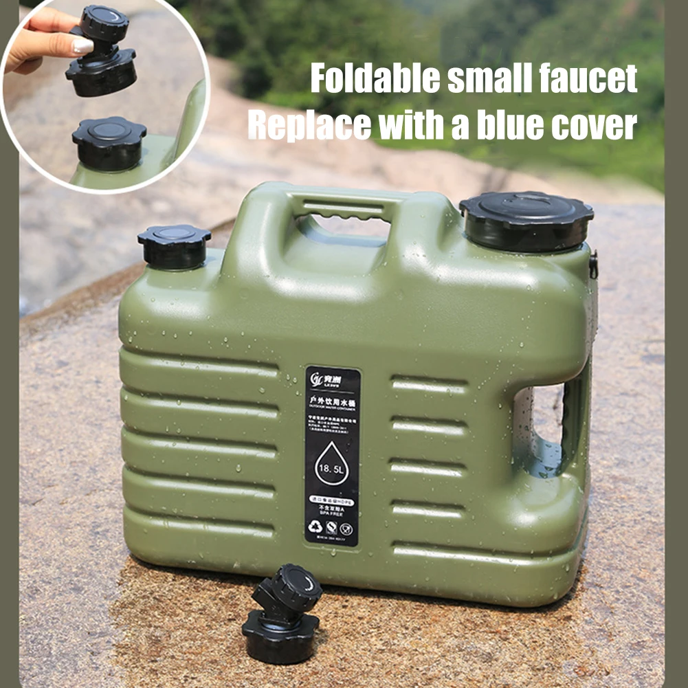 سلة مياه خارجية 18.5 لتر سعة كبيرة علبة مياه شرب محمولة مع صنبور قابل للفصل للتخييم والصيد والنزهات والمشي لمسافات طويلة