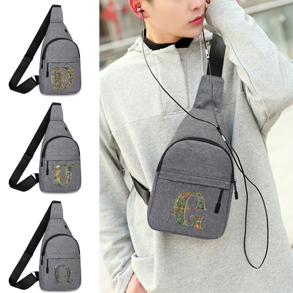 Nieuwe Modieuze Mannen/Vrouwen Outdoor Grafische Letterprint Patroon Reizen Sport Crossbody Tas Usb Telefoon Opladen Heuptas