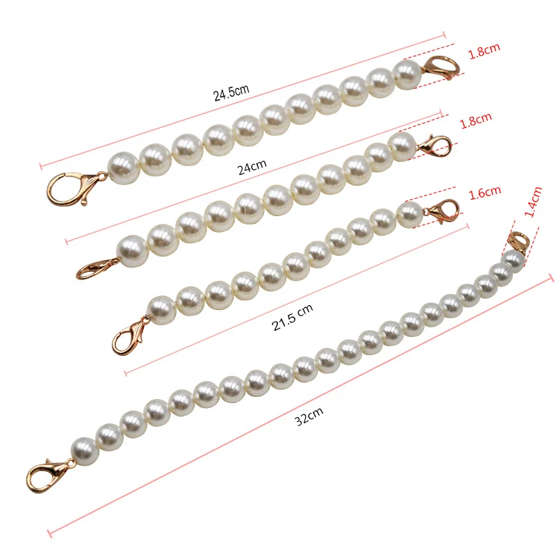 10pcs Pearl Chain Beaded Short Bag Straps Shoulder Belt Purse Handle Diy Accessories