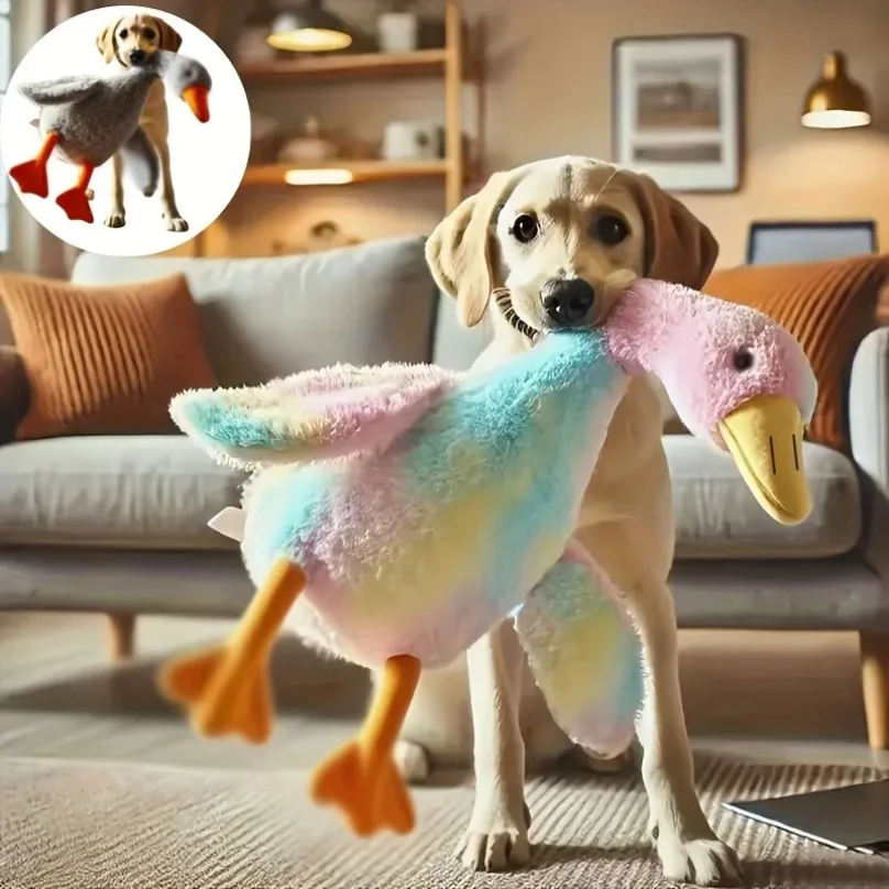 

50cm Soft Colorful Duck Plush Toy for Cats Dogs Relax Pet Companion Anxiety-Relieving Dog Buddy Energy Release Gift for Pets