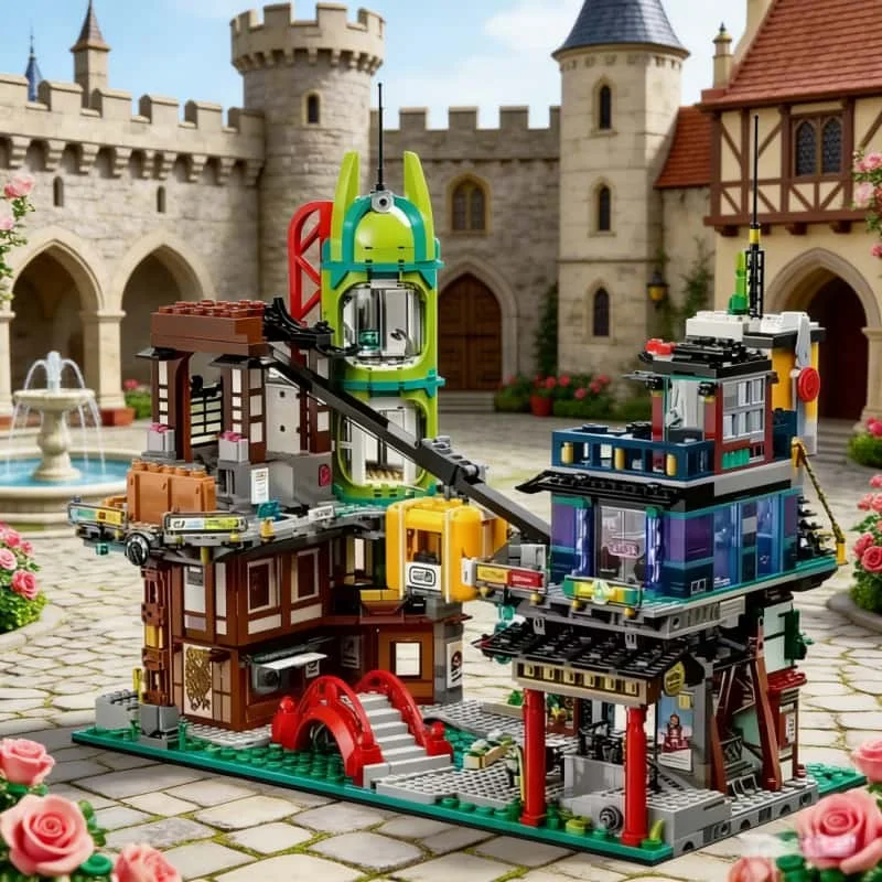 

6163 PCS City market City Garden Creative model building blocks compatible with toys children's Christmas Birthday gifts