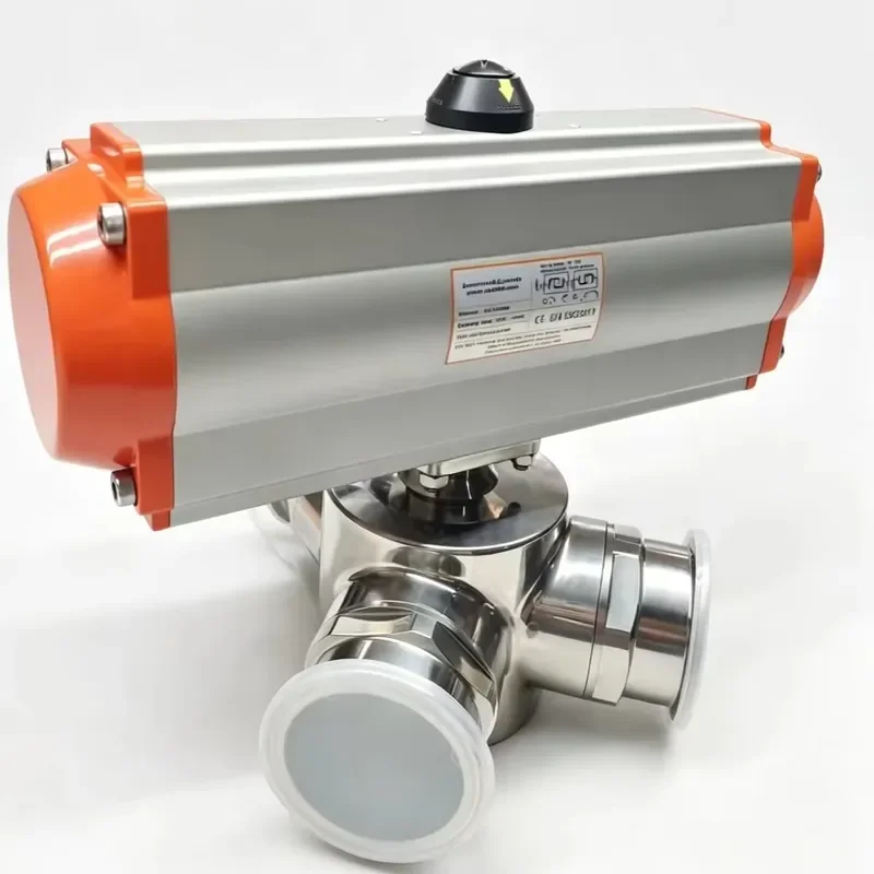 Aseptic Sanitary 3 Way Tri Clamp Manual Ball Valve Stainless Steel 316L Food Grade for Food & Beverage Pipeline Use