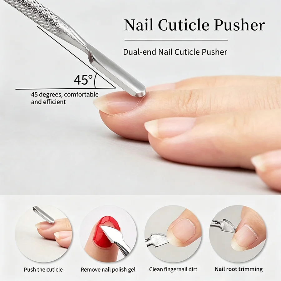 2 Pcs Nail Cuticle Scissors Stainless Steel Push Tool Set Featuring Sharp Chin And Elastic Spring Design Nail Cuticle Remover