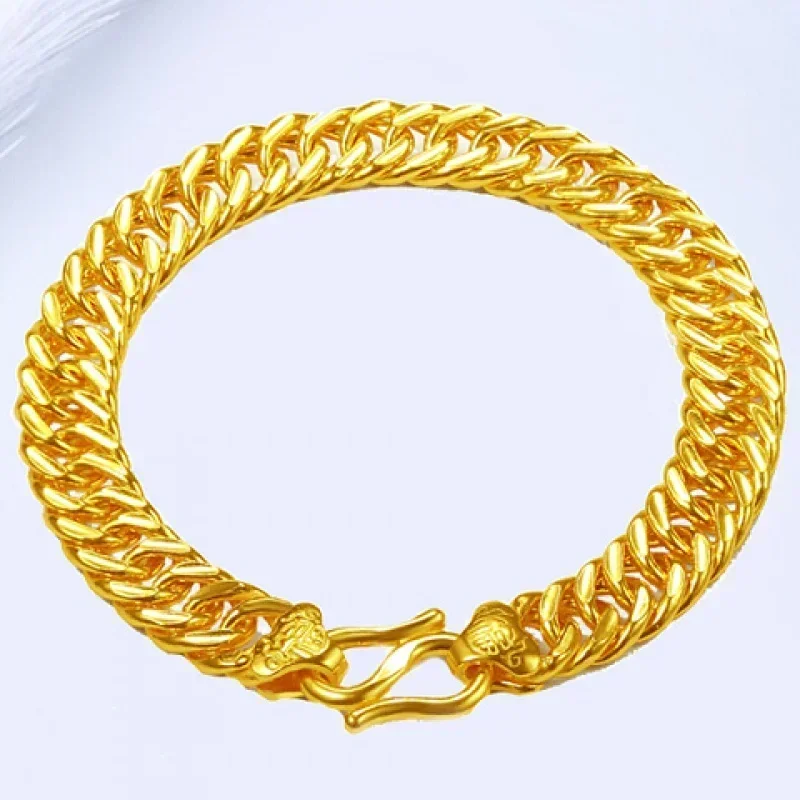 Gold shop with 9999 24K real gold men\'s bracelet dragon row bracelet bracelet boss bracelet send dad watch chain