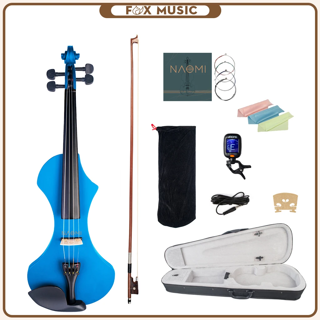 

4/4 Silent Electric Wood Violin Set-V1BL With Brazilwood Bow+Rosin+Bridge+Tuner+Violin Strings+Protect Bag+Carrying Case