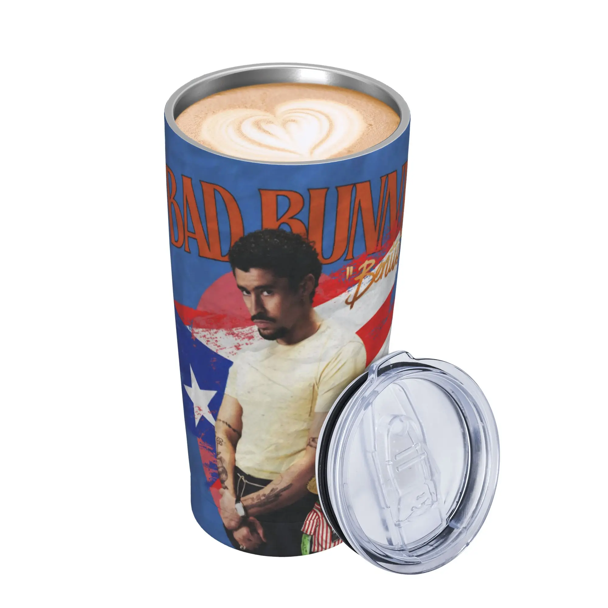 Bad Bunny DTMF Tour 2026 Insulated Tumbler with Straws Lid  Vacuum Coffee Mugs Double Wall Hot Cold Drinks Cup 20oz
