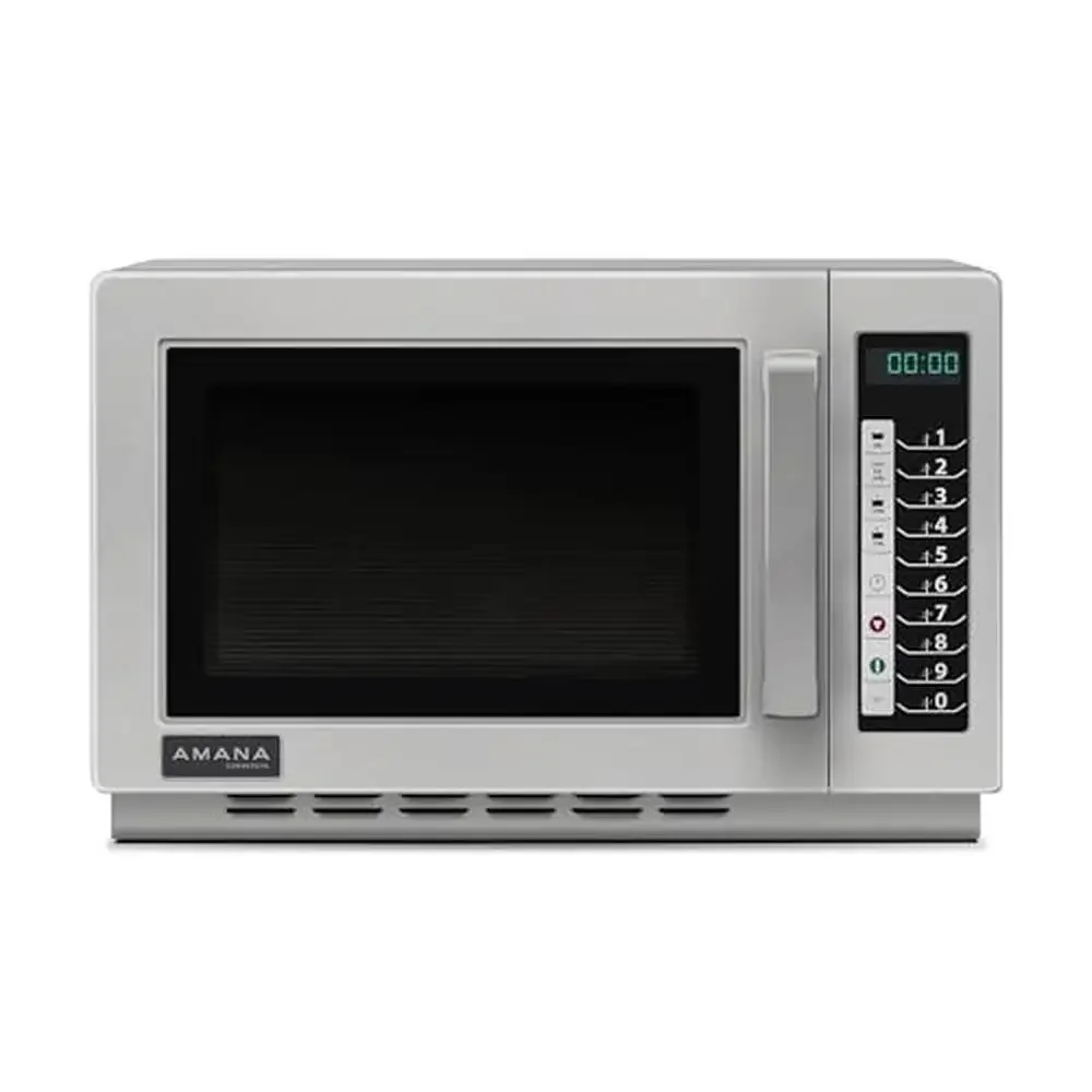 Commercial Microwave Oven 1000W Stainless Steel Easy Clean Made In USA Auto Cook 1.2 cu ft Silver