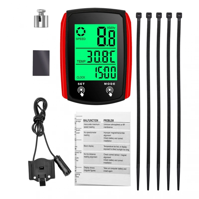 AliExpress Wired Bike Computer LED Digital Bicycle Speedometer Odometer Touchscreen Cycle Computer Waterproof with Backlight