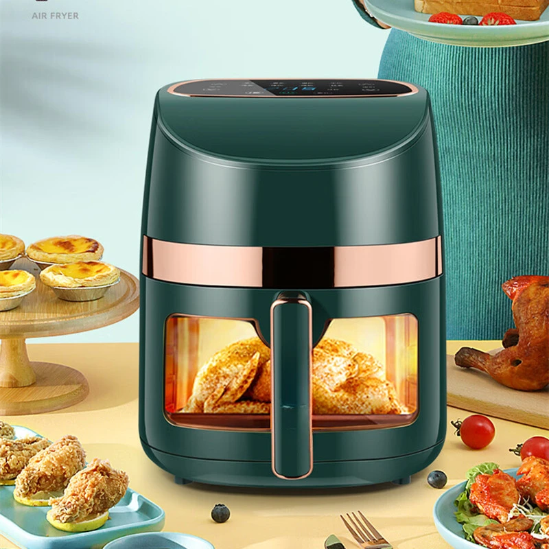 Air Fryer Household 5L Oil-free Low-fat Electric Fryer Appointment Timing Transparent Full-automatic Non Stick Oven 220V