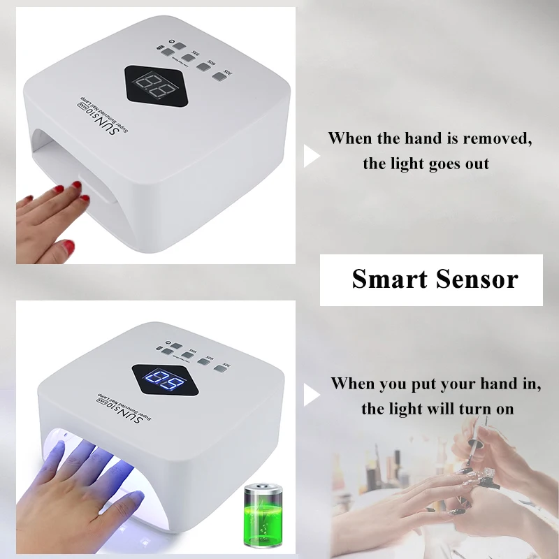 New Rechargable UV LED Nail Lamp Dryer for Fast Dry Curing All Gel Nail Polish With HD Display Cordless Smart Nail Drying Lamp