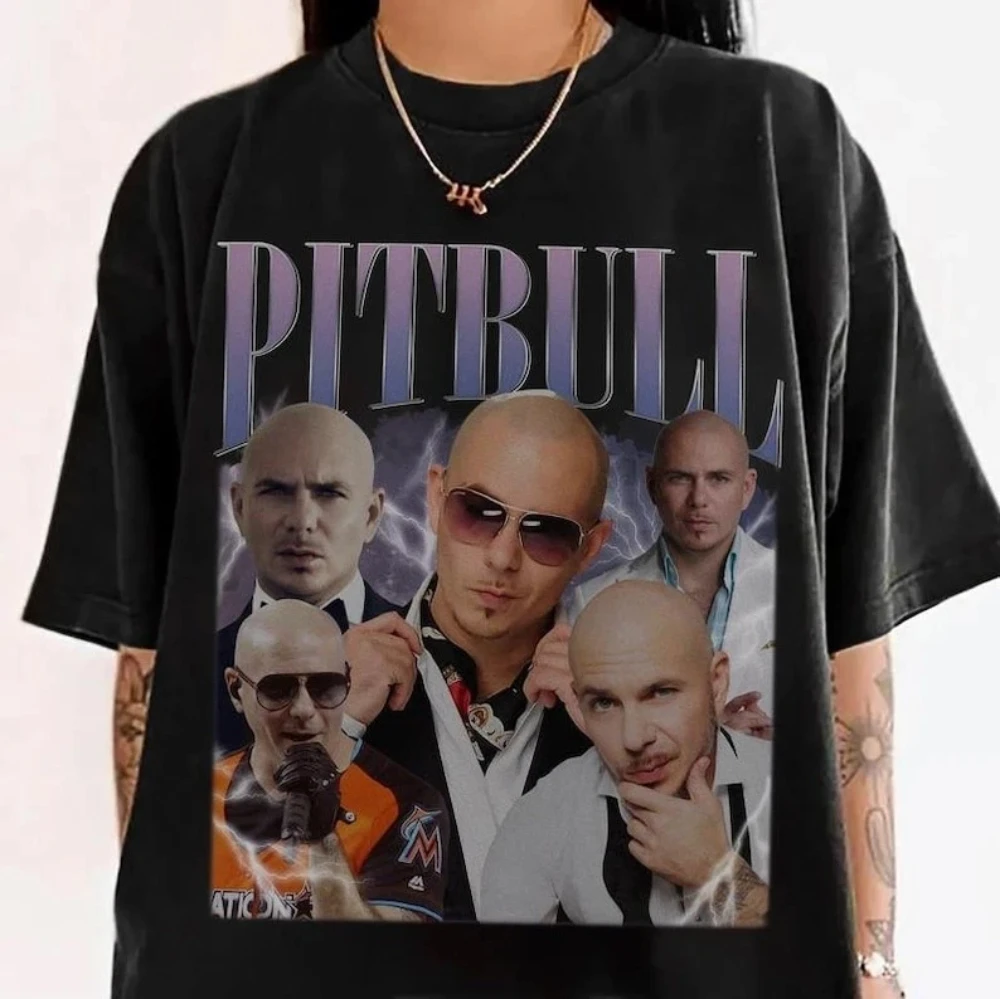 Pitbull Rapper Mr. Worldwide Musikstar Bootleg-Fan-T-Shirt Paar-Mode Streetwear Grafik-T-Shirts Oversize-T-Shirt Y2K-Top – Detail 3