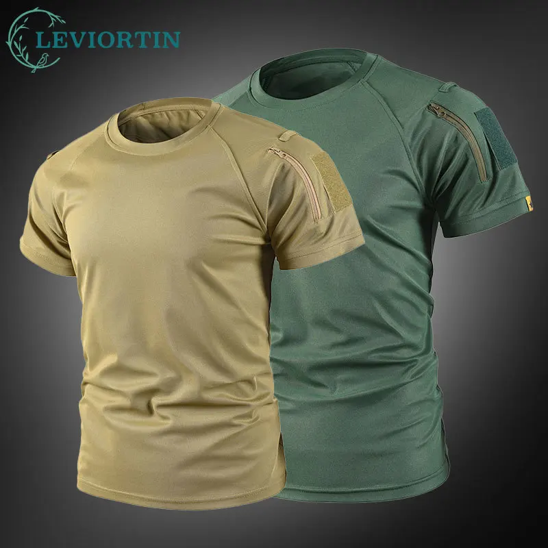 

Летняя мужская быстросохнущая тактическая футболка с круглым вырезом и коротким рукавом, влагопоглощающая, дышащая, для активного отдыха и спорта