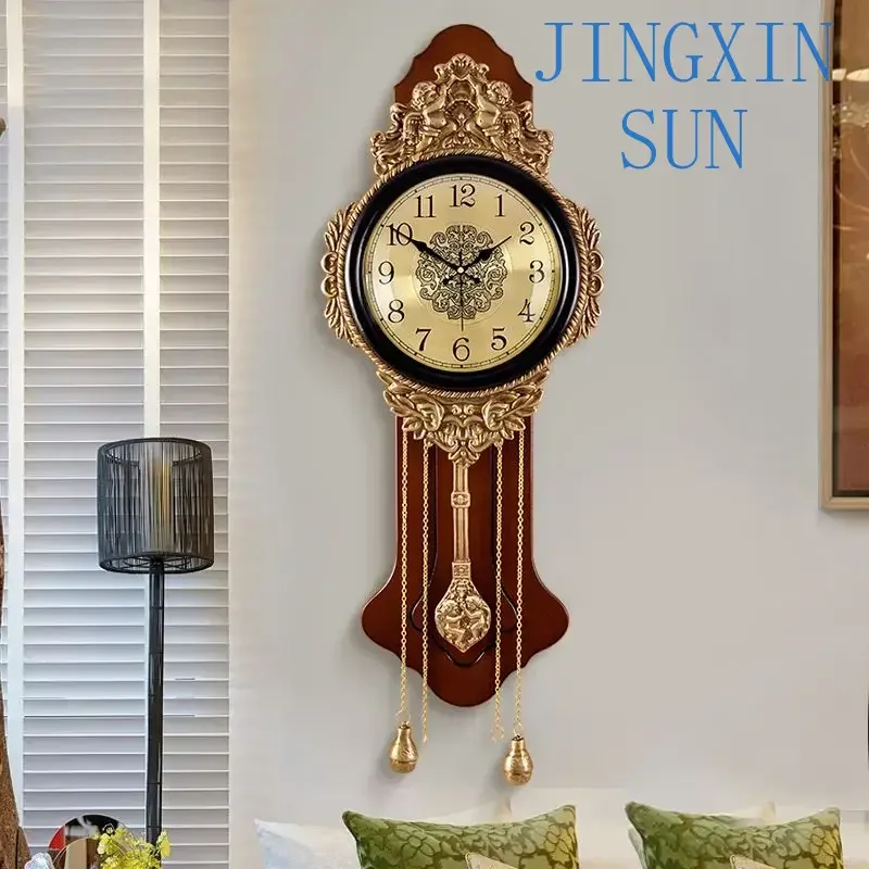 Luxury Silent Wall Clock Pendulum Wood Vintage Large Living Room Clock Art Decor Digital Clock Elegant Watch Modern Unusual