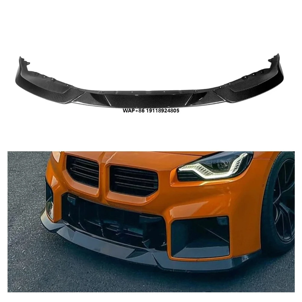 

Real Dry Carbon Fiber R44 Style Front Bumper Lip Diffuser Splitters Spoiler Auto Part for b-mw M2 G87 Front Lip