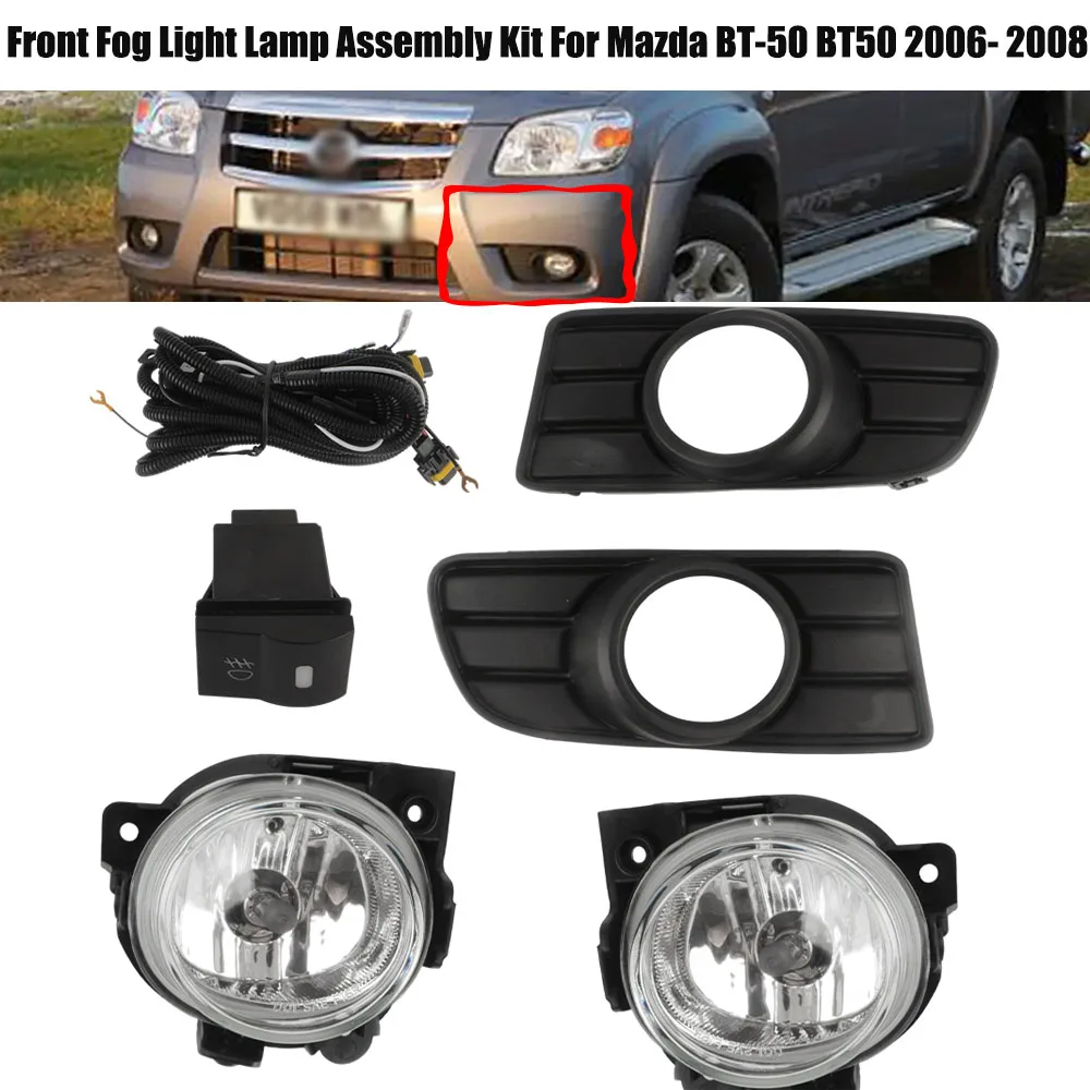 Front Fog Light Lamp Assembly Kit For Mazda BT-50 BT50 2006 2007 2008 With Wiring Harness Switch Bezel
