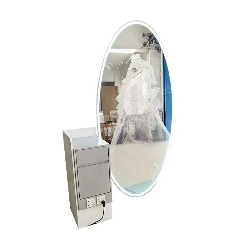 Large full body styling hair salon furniture pink hair makeup LED beauty salon mirror