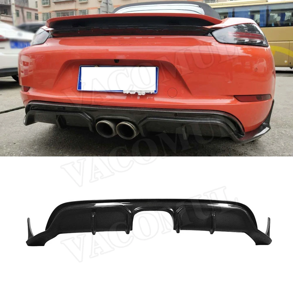 

VACOMUL Carbon Fiber Rear Lip Diffuser Spoiler fit for Porsche 718 Cayman Boxster Base S Coupe 2017 2018 Car Bumper Guard