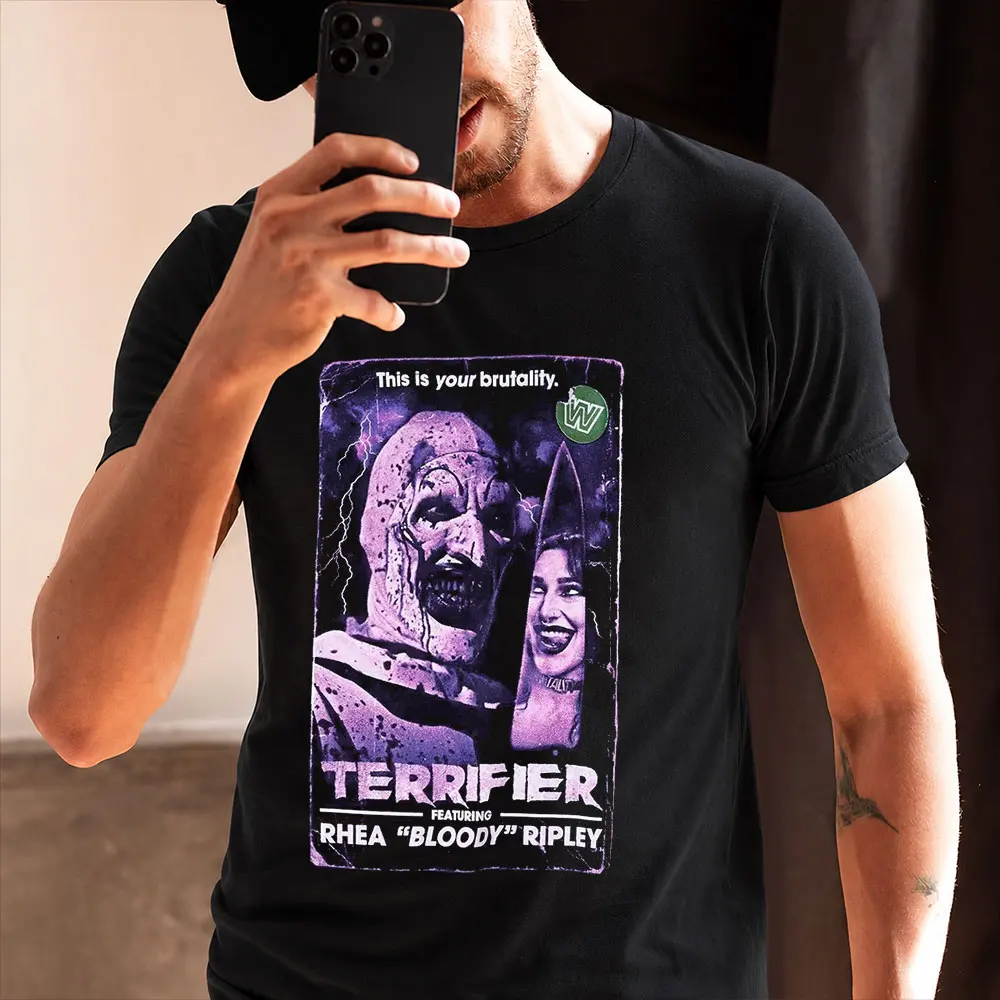 Retro Horror Movie Terrifier Art The Clown Killer Scary Halloween Gift T Shirt 0807 Short Sleeve Graphic clothes All size tops