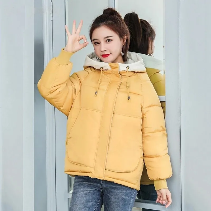 

2025 Winter Coat Women Fashion Winter Jacket Women Cotton Padded Parka Outwear Hooded Colors Solid Female Thicken Jacket Coats