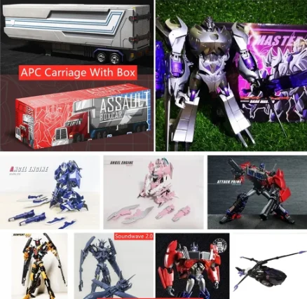 APC Toys Transformation Bossy Flame TFP Soundwave Heterochromatic MG Leader Cyclonus Serpent Bell Angel Engine Arcee Carriage