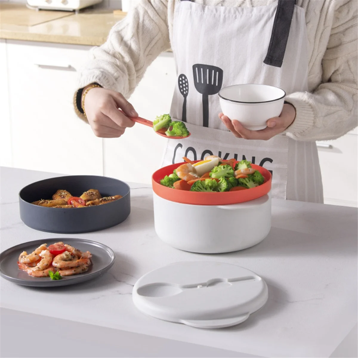 

Прочная микроволновая печь, пароварка, кухонная микроволновая печь, овощная плита, микроволновая печь, контейнер для приготовления на пару с интеллектуальной ручкой