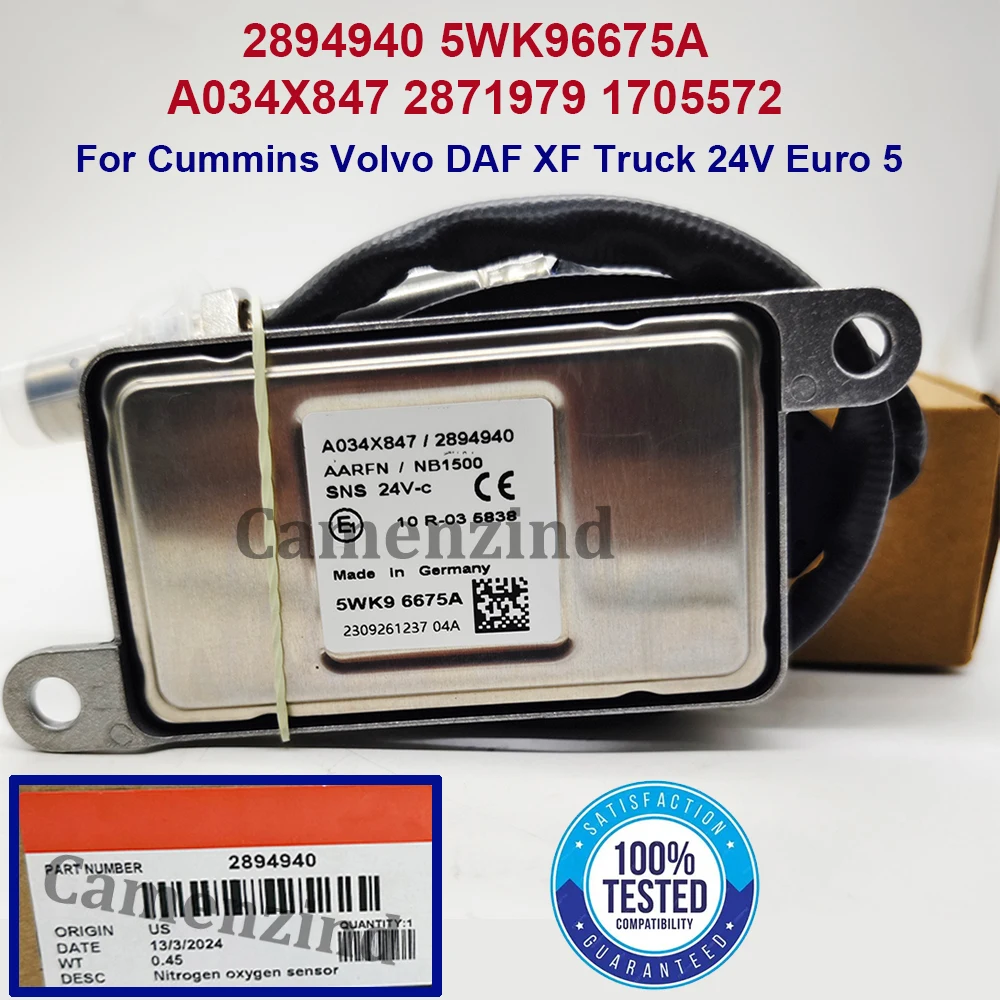 

High Quality Nitrox Oxygen Nox Sensor 2894940 5WK96675A A034X847 2871979 1705572 For C-ummins V-olvo D-AF XF Truck 24V Euro 5
