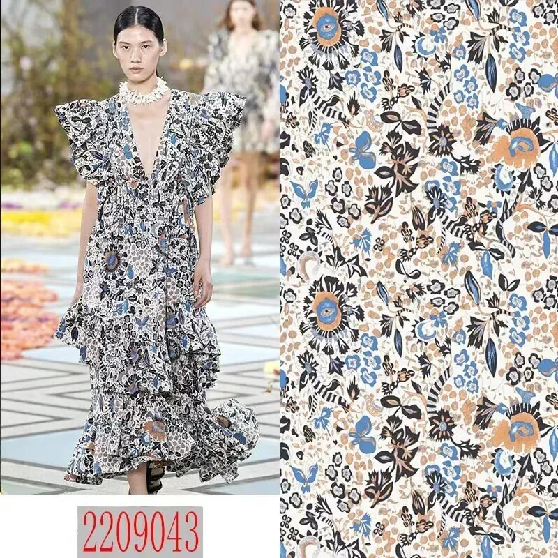 High Quality Chiffon Fashion Printed Fabric Spring and Summer Thin Polyester Elegant Breathable Resort Beach Skirt Dress Fabric