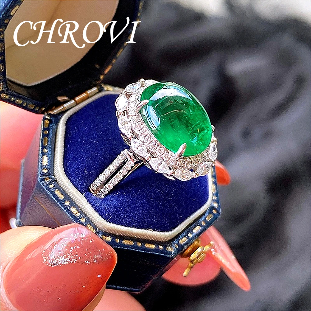 Exquisite 925 sterling silver best-selling green tourmaline open-ended ring for women. Luxurious oval brilliant-cut ring.