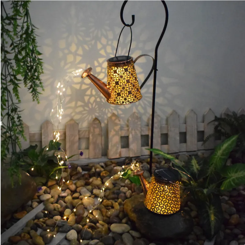 

Iron hollow projection lamp solar outdoor waterproof courtyard garden kettle lamp lawn landscape plug decorative lamp