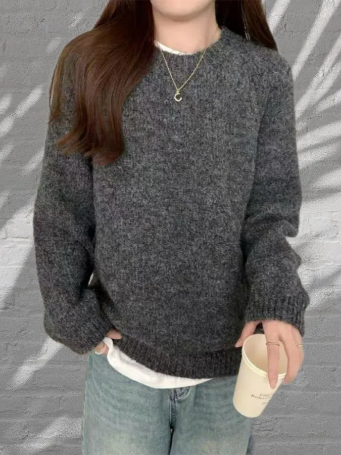 Koreanische Sle Weiche Gestrickte Lange Sve frauen Pullover Warme Innere Tragen Top Reine Farbe Lazy Faion Basis Schicht irt