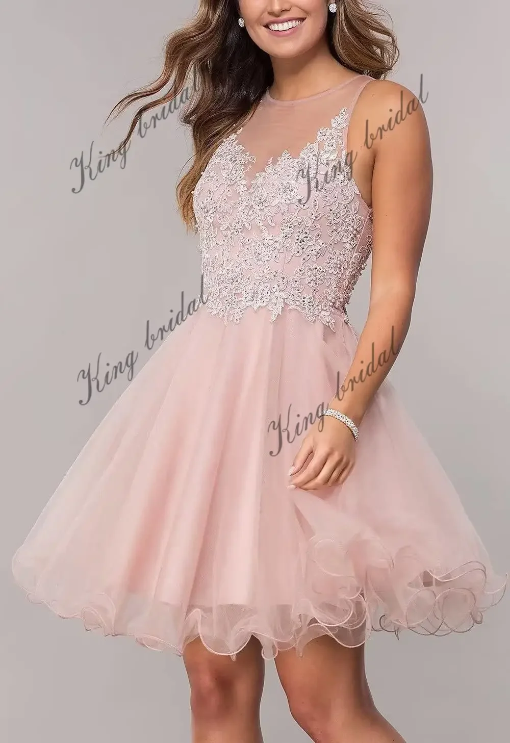Beading Wedding Party Cocktail Gowns Clubwear Custom Made Short Tulle Prom Dress for Teens Homecoming Dresses Lace Applique