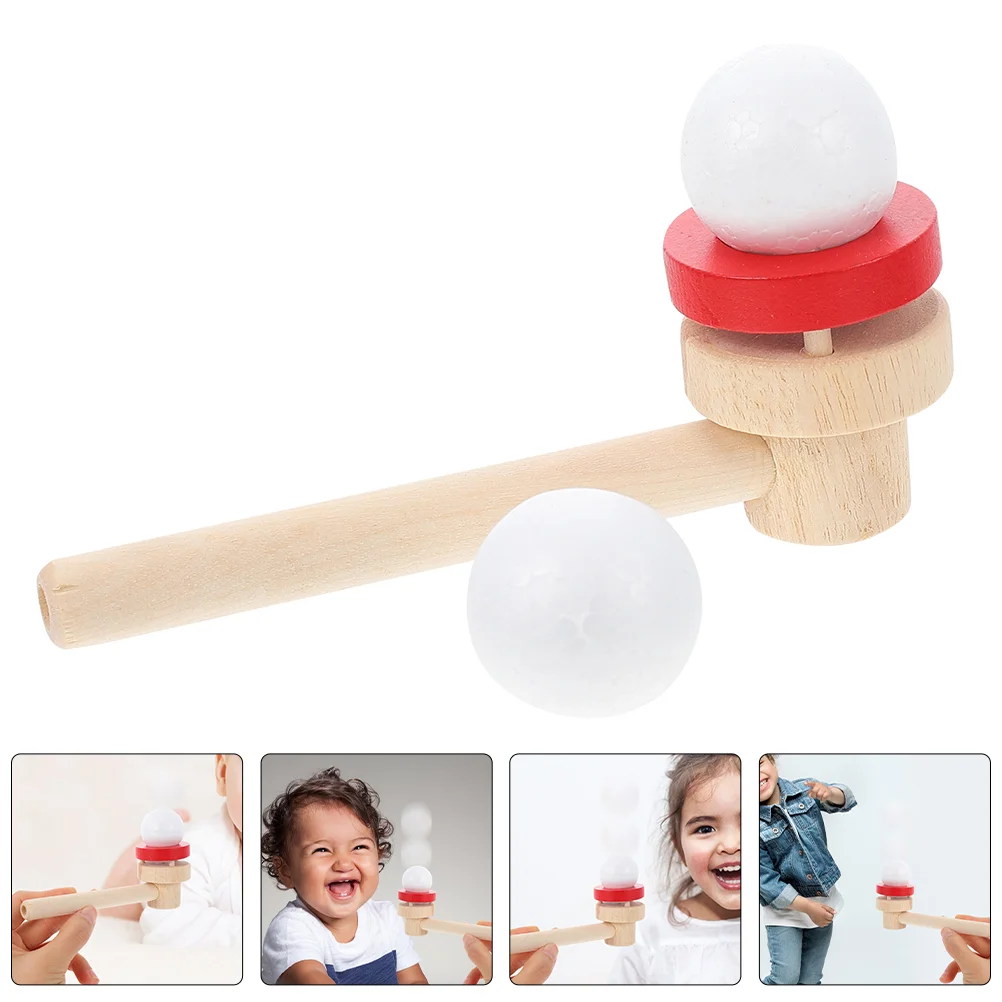 4 Pcs Blowpipe Pipeline Suspension Ball Breath Exercise Toddler Kid Toys Wooden Blowing Balls Balance
