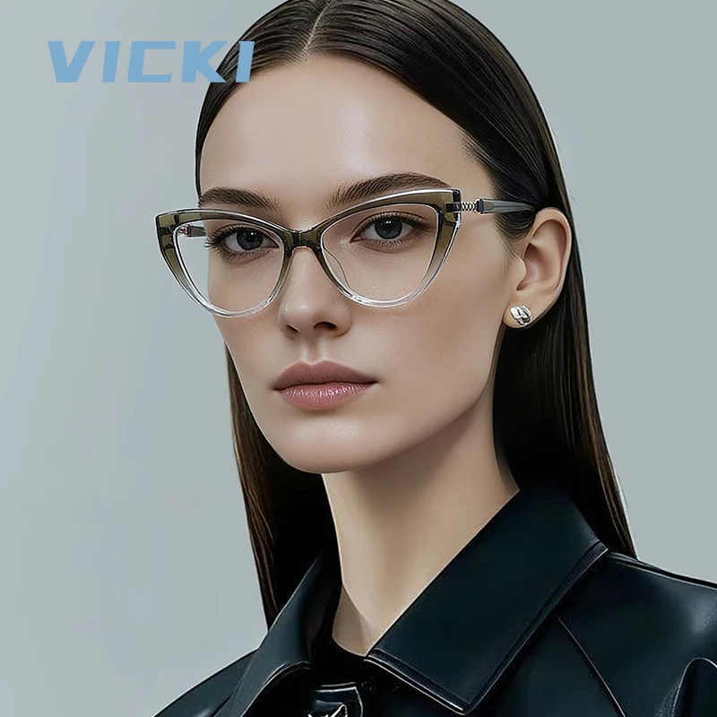 

Женские модные очки VICKI с большой оправой «кошачий глаз» и защитой от синего света, с возможностью индивидуальной установки линз по рецепту, мультифокальные, LS248