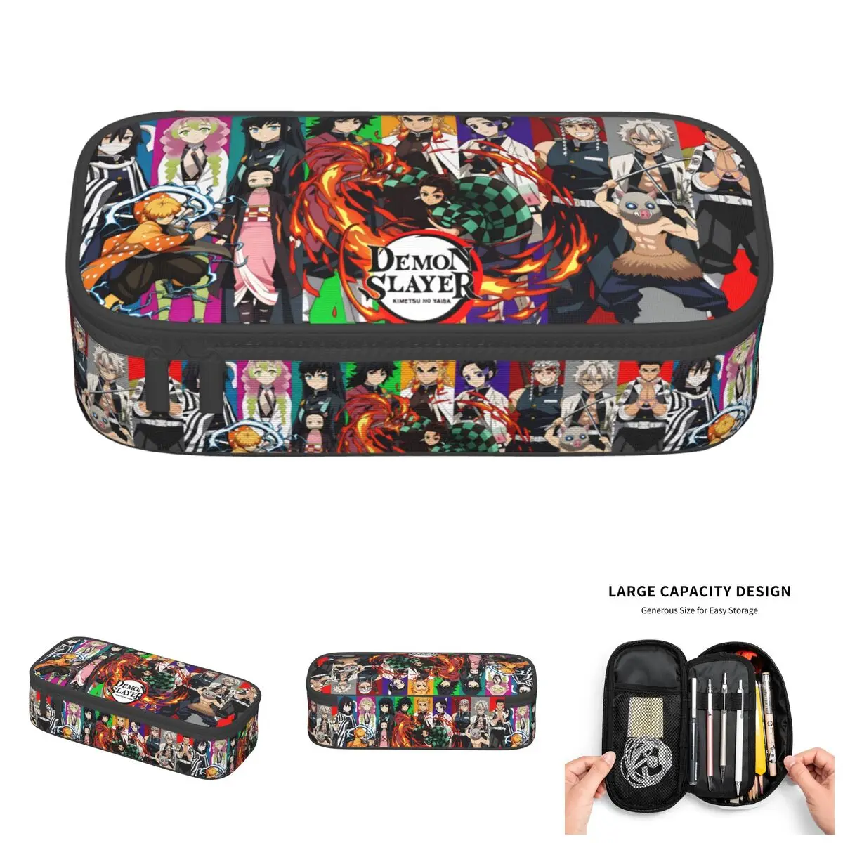 

Kawaii Zenitsu Agatsuma Demon Slayer Inosuke Hashibira Pencil Case for Girl Boy Nezuko Kamado Pencil Pouch Stationery