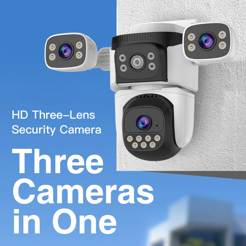 9MP O-Kam App Triple Lens Wireless PTZ IP Dome Camera Full Color AI Humanoid Detection Home Security CCTV Baby Monitor