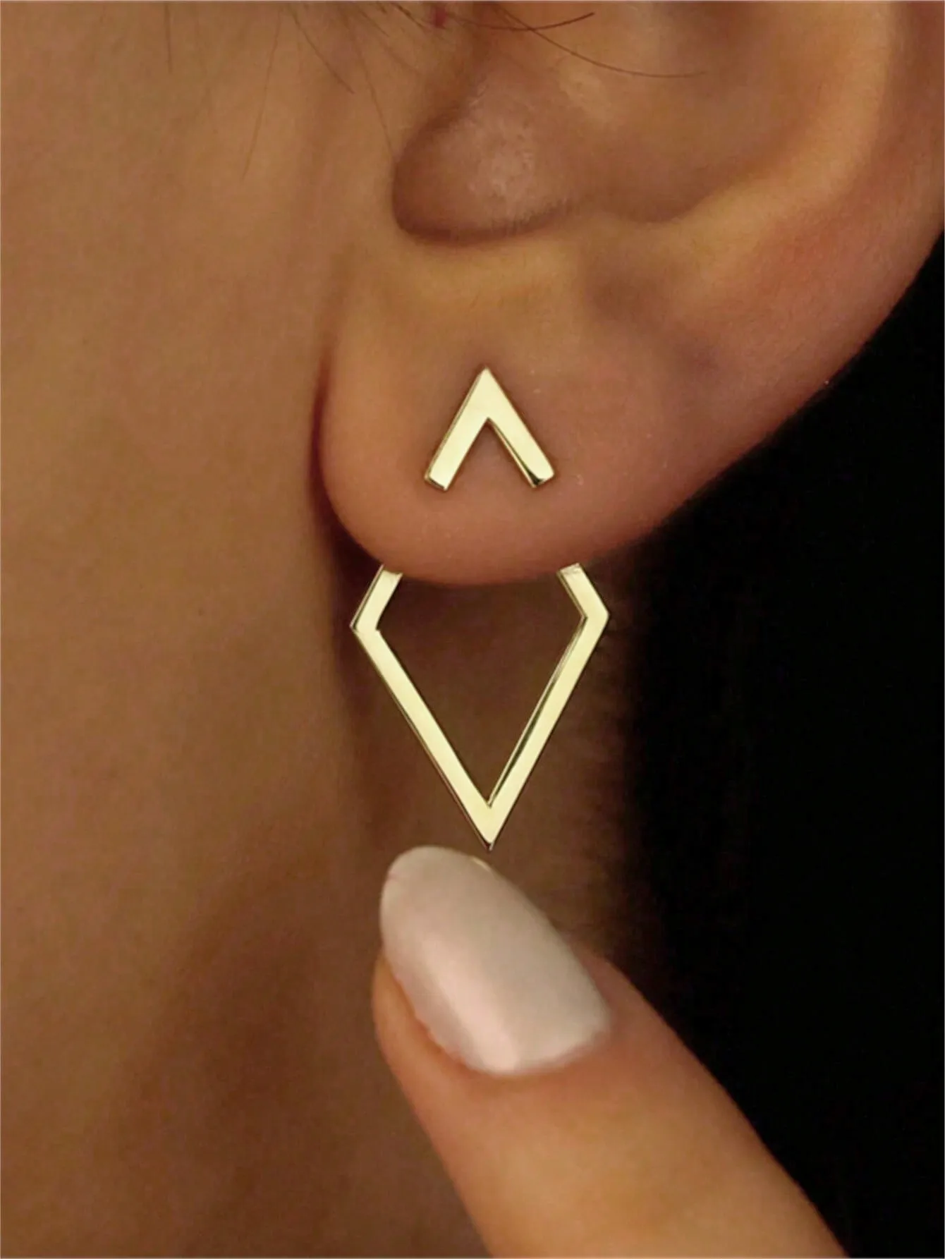 CHOSHILAR 1pair Metallic Geometric Diamond Shaped Arrow Dangle Earrings, Two Way Wearing Design For Women