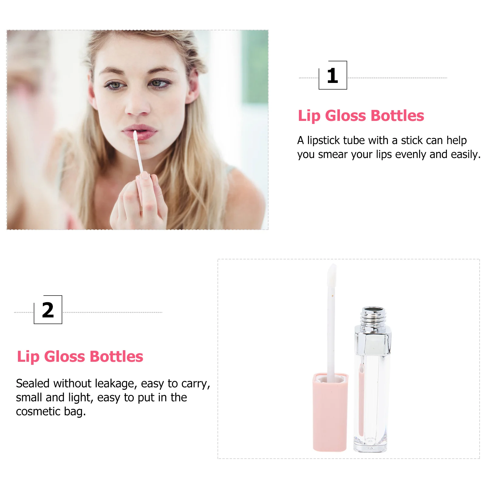 6pcs Square Lip Gloss Empty Tube Refillable Mascara Container ABS Lash Safe Durable Lightweight Transparent Body Easy