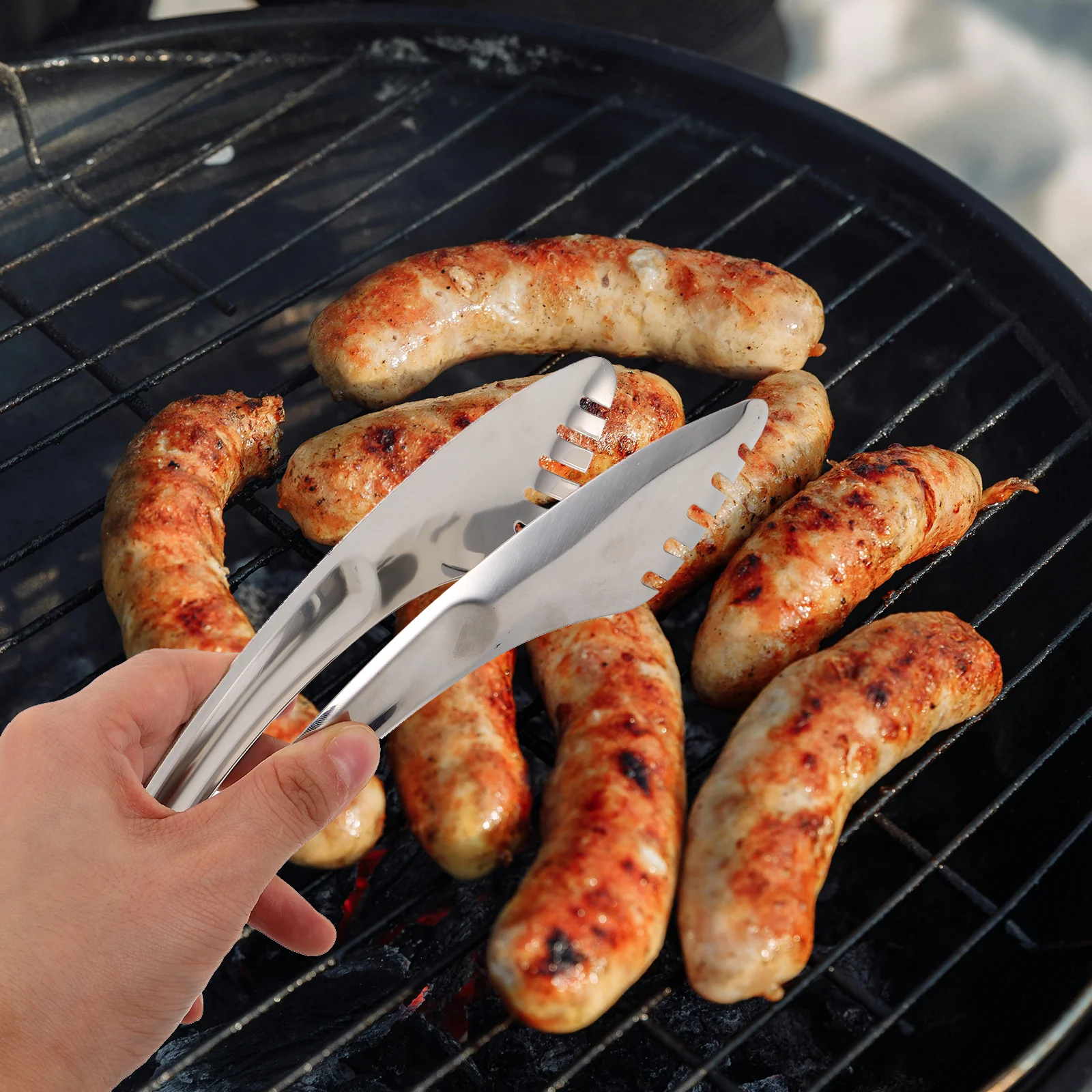 

1pcs Stainless Steel Food Tongs Heavy Duty Kitchen Serving Tongs For Salad Bbq Grilling Cooking Utensils Dishwasher Safe Metal