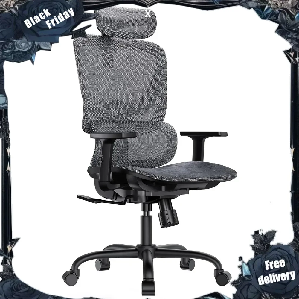 

Ergonomic Mesh Office Chair, High Back Desk Chair with Adjustable Lumbar Support, Armrests, Rocking Tilt,Computer Gaming Chair