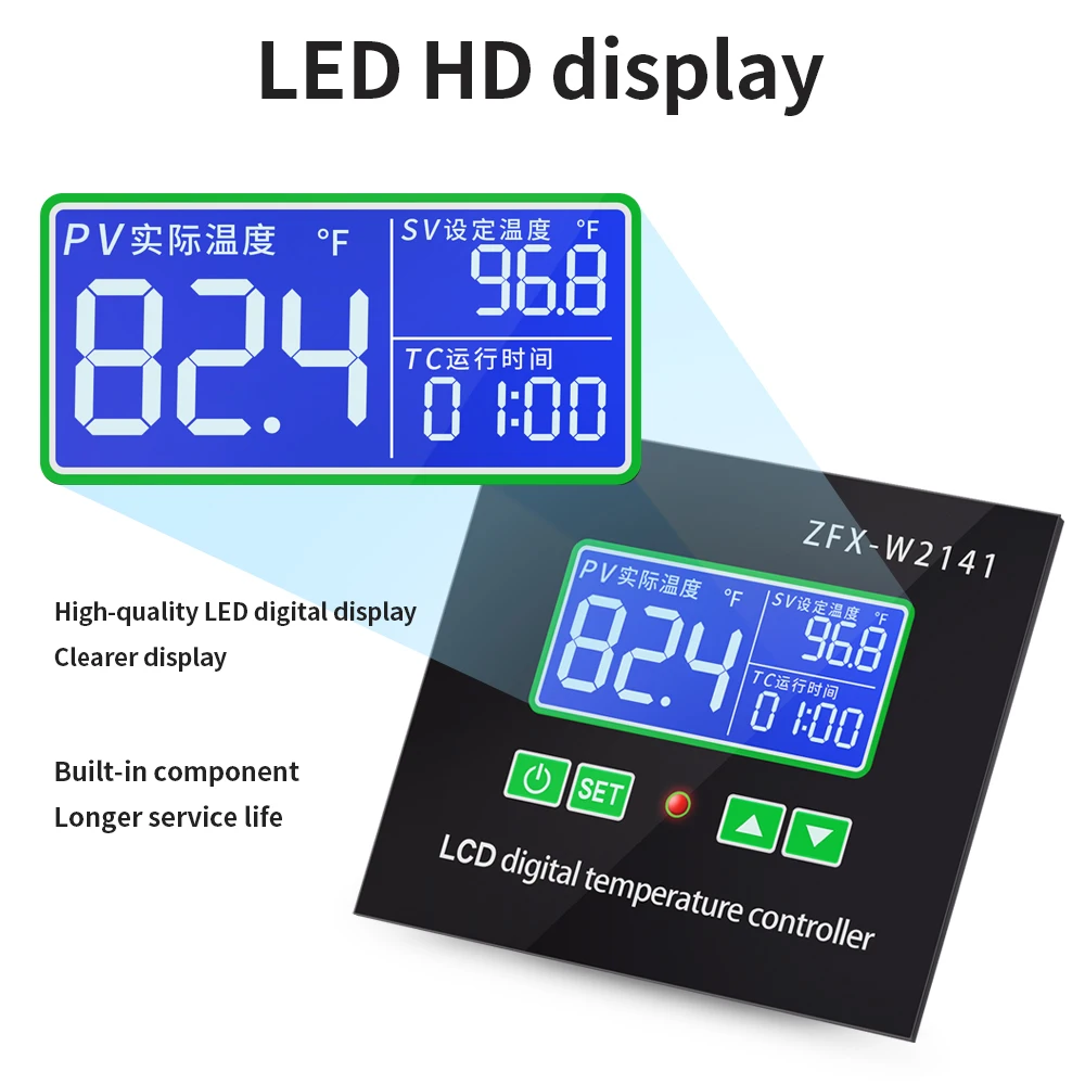 ZFX-W2141เทอร์โมสตัทดิจิตอล AC 220V LCD ปรับอุณหภูมิได้พร้อมหัววัดความร้อน NTC