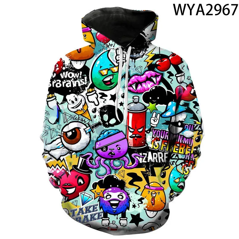 Hoodies 3D Print Anime Grunge Graffiti Sweatshirts Boys Girls Cartoon Hooded Sweatshirts Kids Fashion Pullovers Clothes Coat