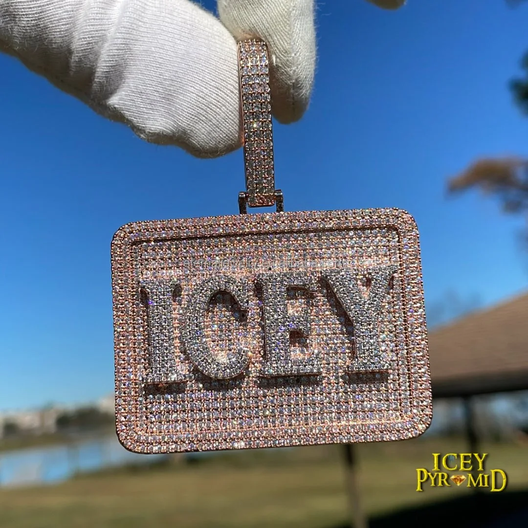 Iced Out Crown PYRAMID Letter Pendant Necklace for Men, Diamond Pendant, Hip Hop Rapper Jewelry,Cuban Chain, Gift for Him