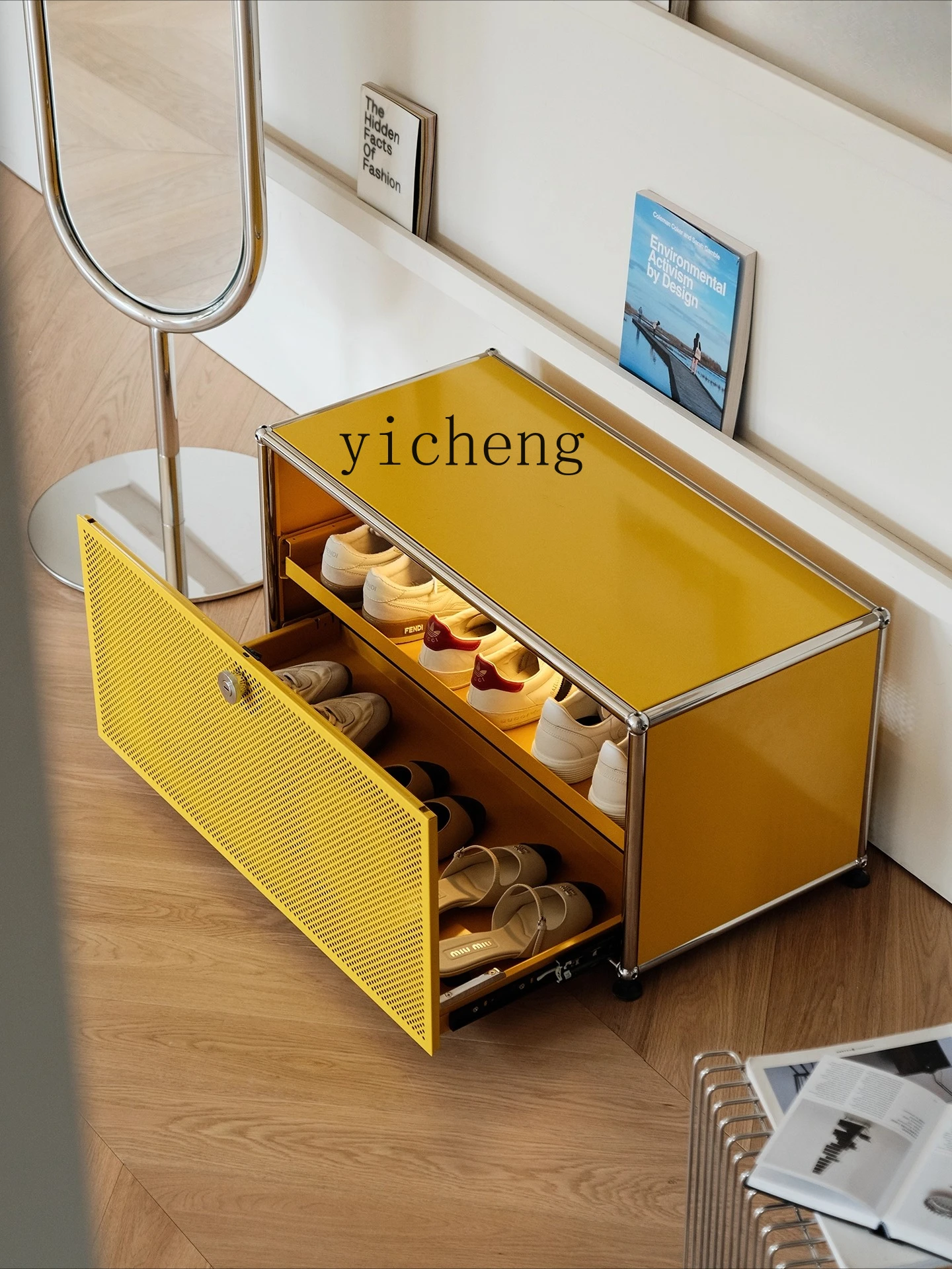 

TQH Vintage Drawer Cabinet Home Entryway Shoe Cabinet Metal Storage Cabinet