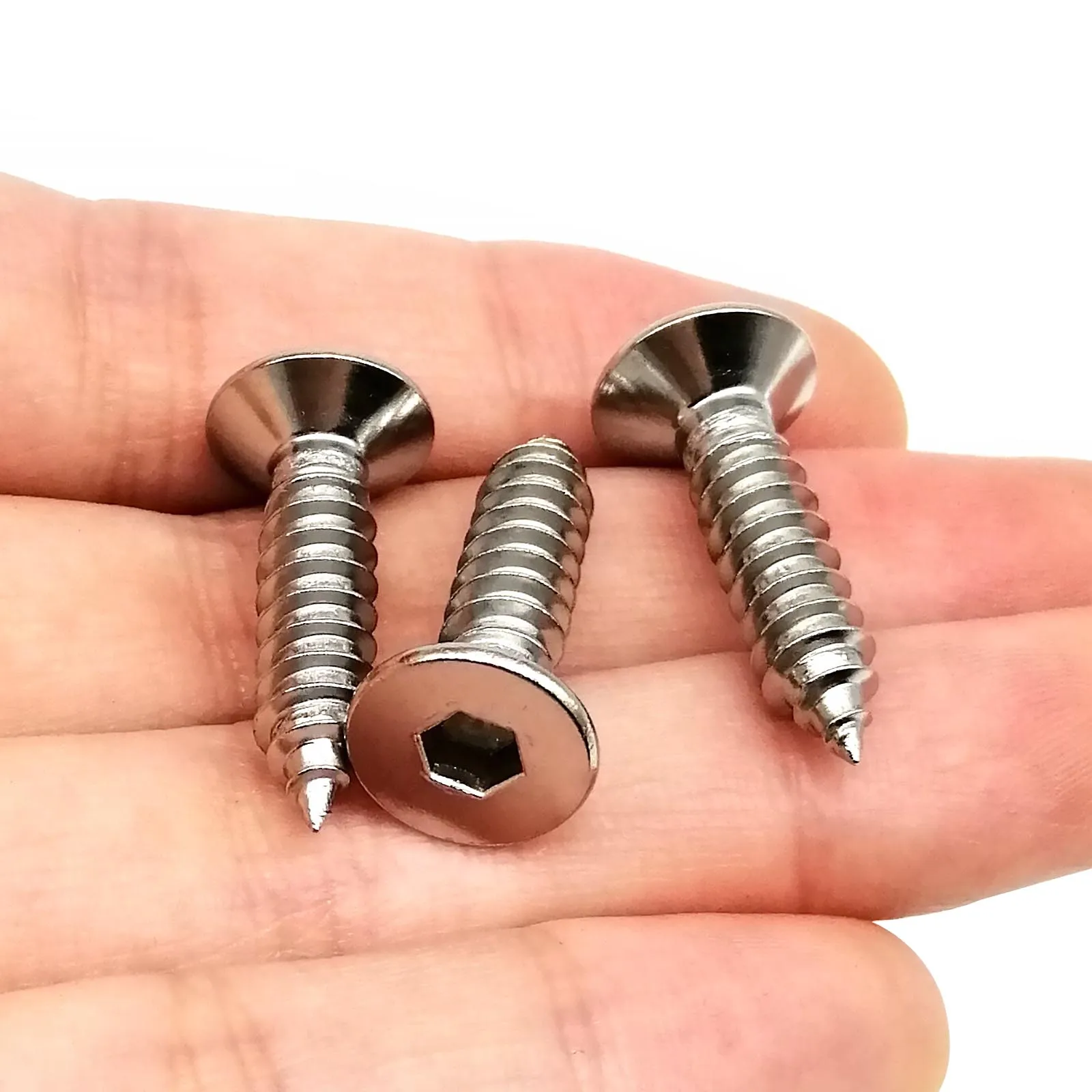 10/50X M2 M2.3 M2.6 M3 M4 M5 M6 A2-70 304 Stainless Steel Allen Hexagon Hex Socket Flat Countersunk Head Self Tapping Wood Screw