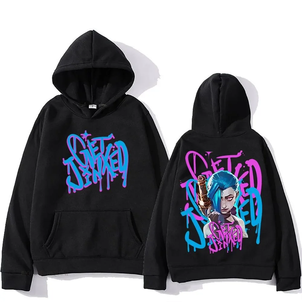 

Arcane Jinx Hooded for Autumn/Winter Harajuku Kawaii Japanese Anime Sweatshirt with Hooded Fleece Clothes Unisex Comic Pullovers