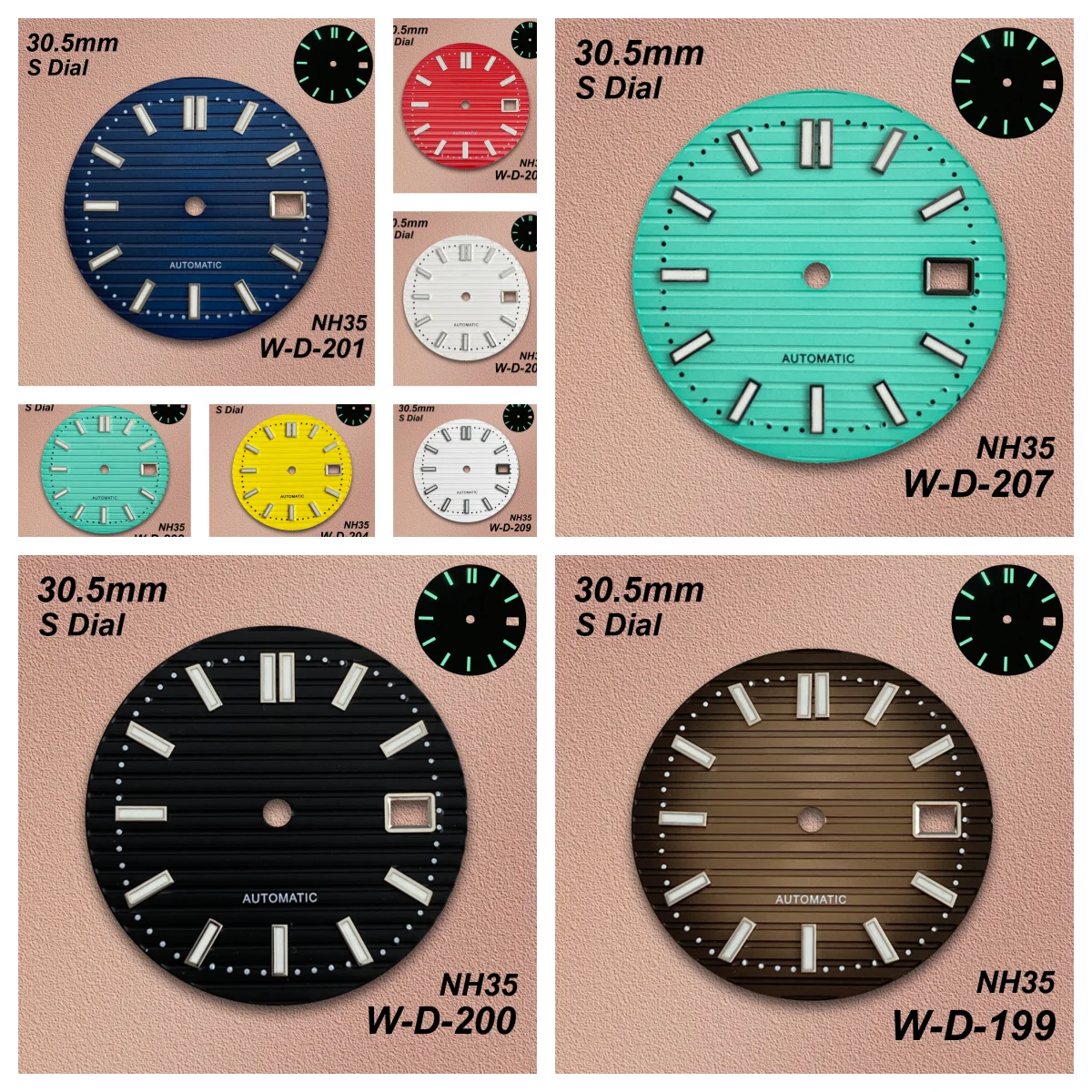 30.5mm S Dial Suitable For Installation NH35/NH36 Movements Green Luminous For Na utilus Quality Watch Modification Accessories